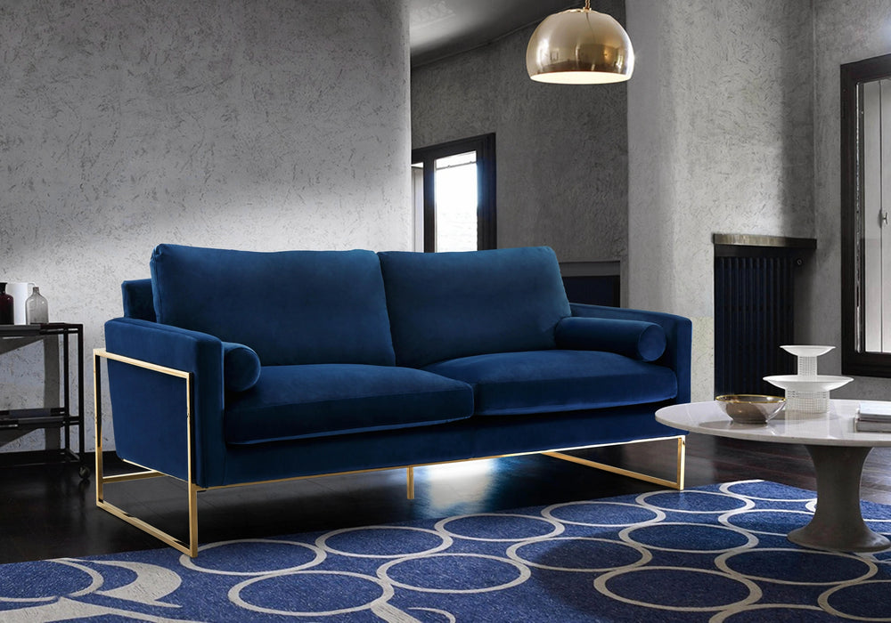 Mila Navy Velvet Sofa