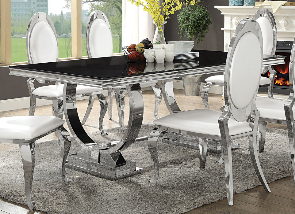 Antoine Rectangle Dining Table White and Chrome