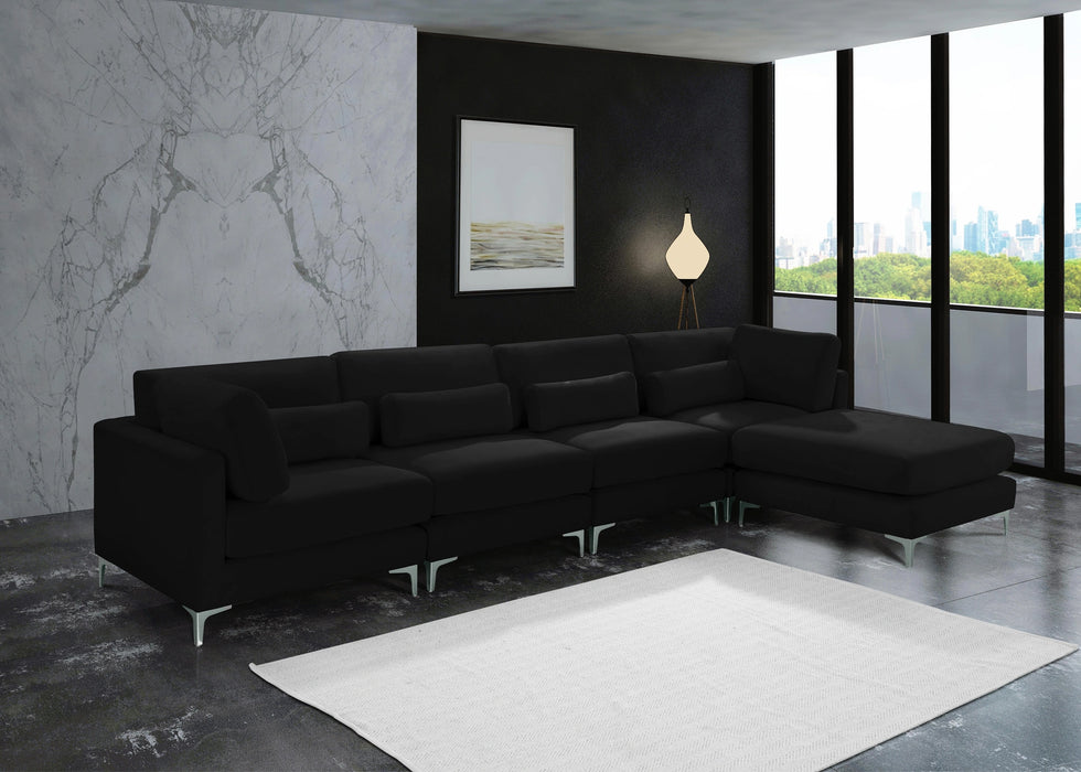 Julia Black Velvet Modular Sectional (5 Boxes)
