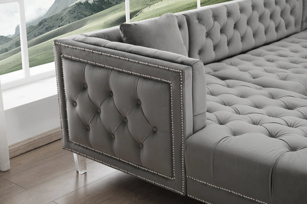 Salma Modern Style Gray Sectional with Acrylic legs