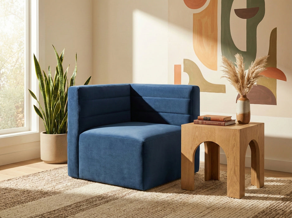 Quincy Navy Velvet Modular Corner Chair