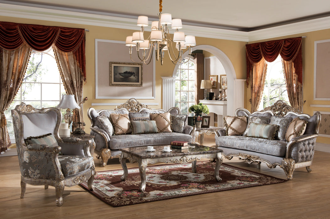 Oprah Traditional Style Loveseat in Metallic finish Wood