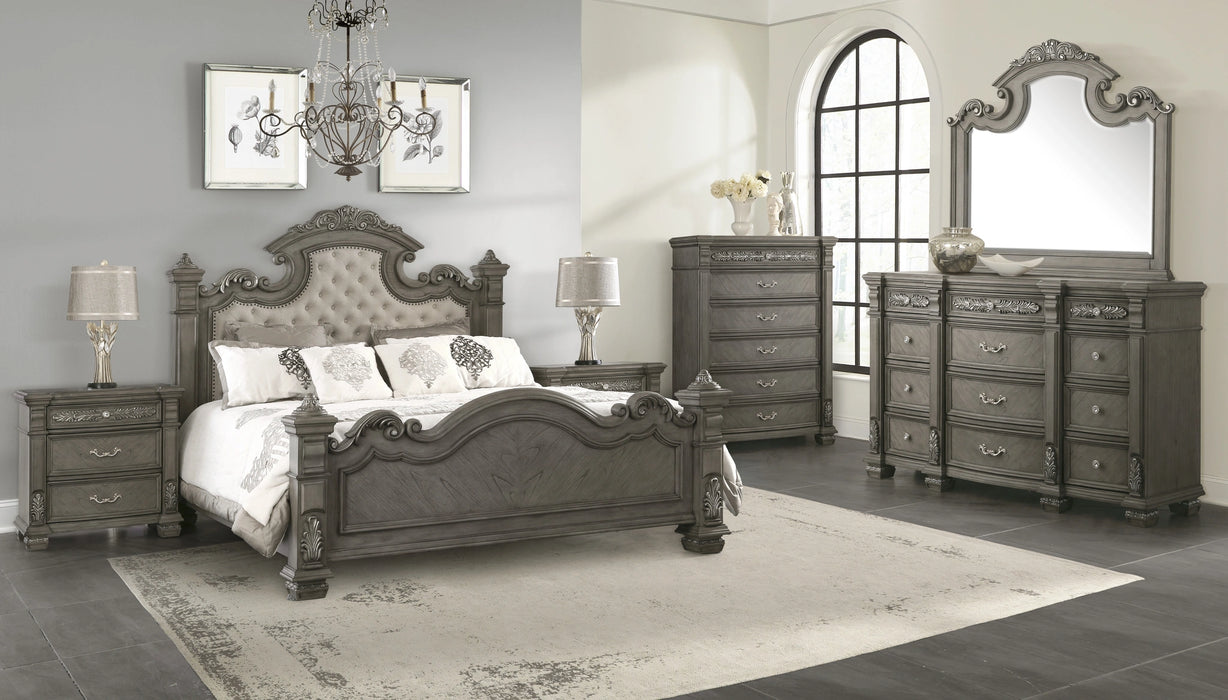 Silvy Transitional Style Queen Bed in Gray finish Wood