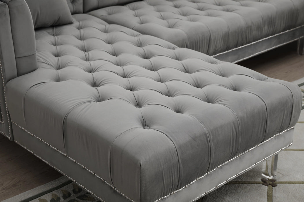 Salma Modern Style Gray Sectional with Acrylic legs