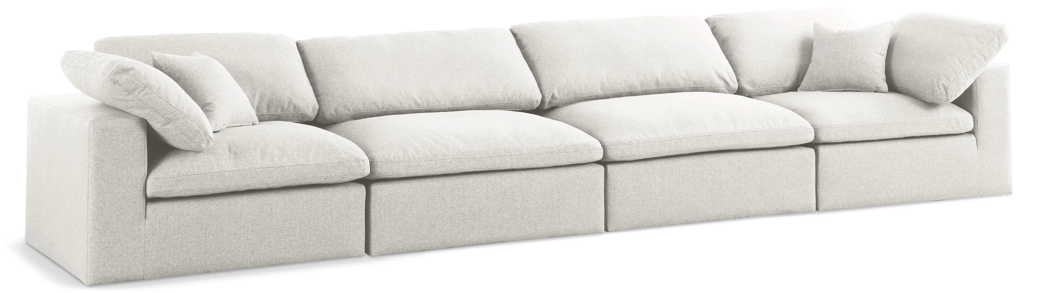 Serene Cream Linen Fabric Deluxe Cloud Modular Sofa
