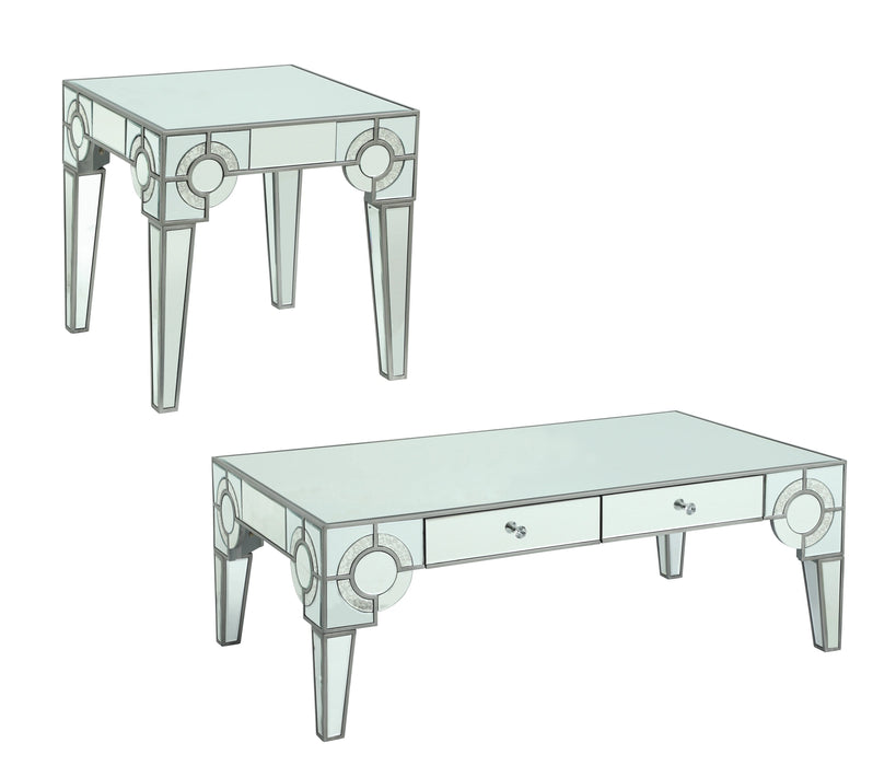 Zoe Modern Style Glass Coffee Table with Silver fiinish