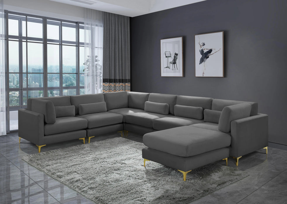 Julia Grey Velvet Modular Sectional (7 Boxes)