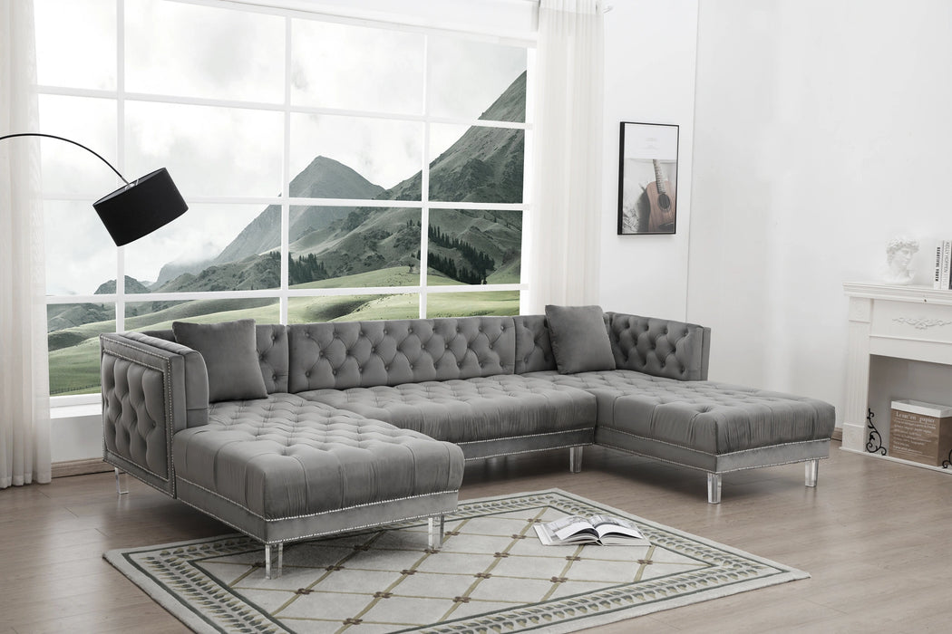 Salma Modern Style Gray Sectional with Acrylic legs