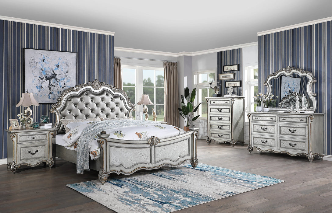 Melrose Traditional Style Chest in Silver finish Wood