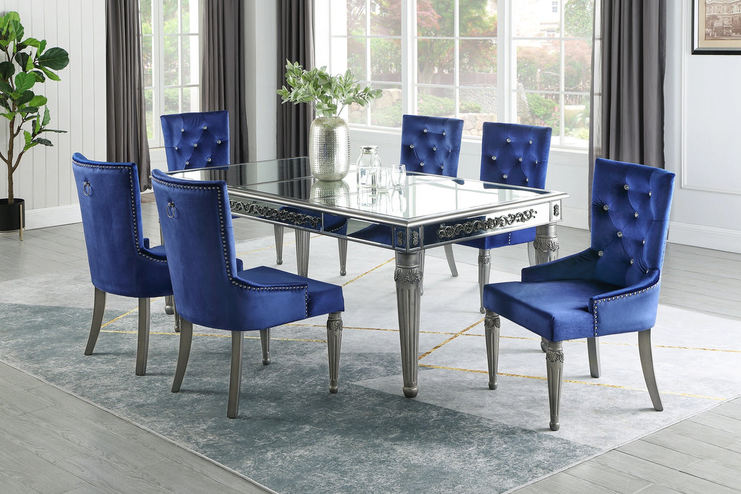 Queen Gold Modern Style Dining Table in Silver finish Wood