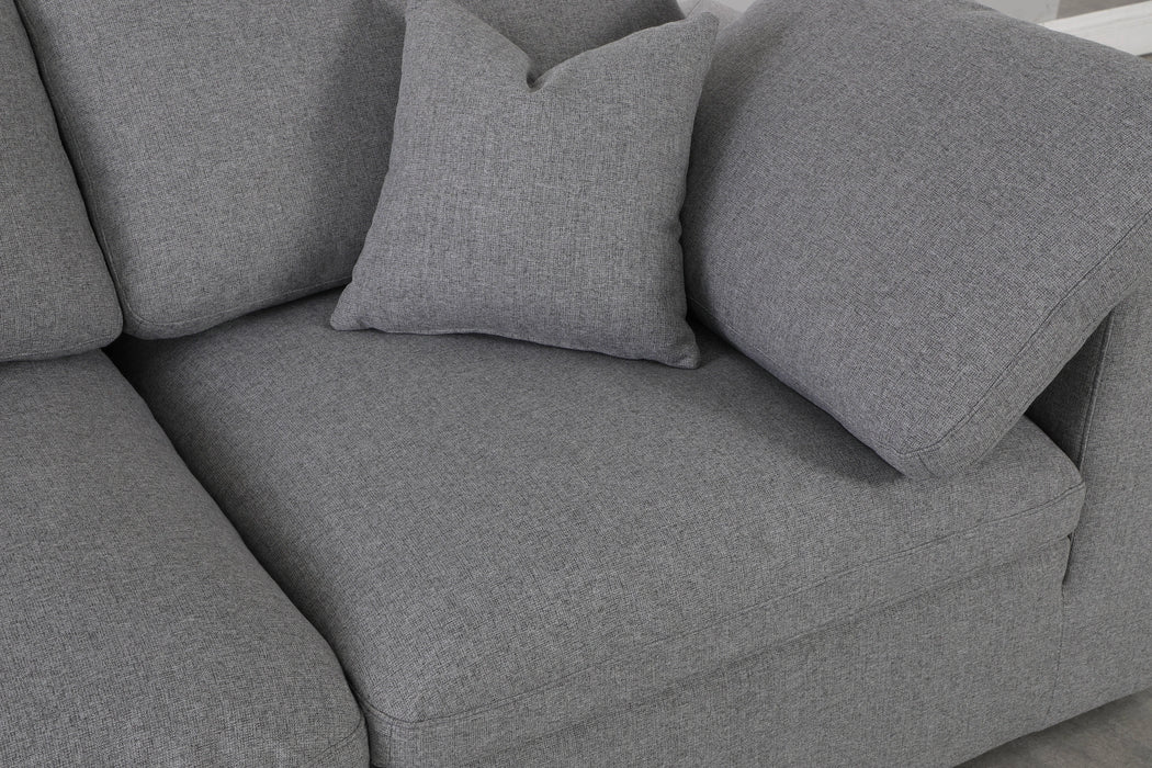 Serene Grey Linen Fabric Deluxe Cloud Modular Sofa