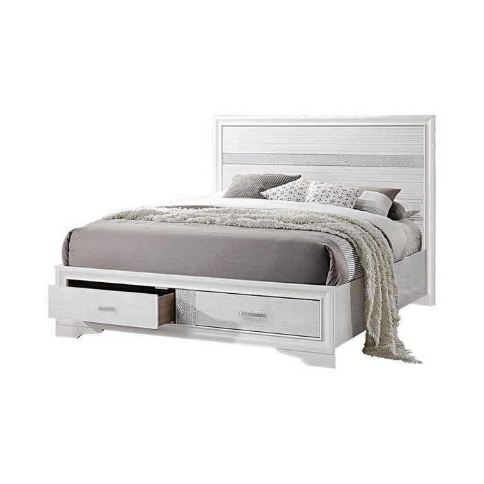 Miranda California King. E.King, & Queen 2-drawer Storage Bed Black & White