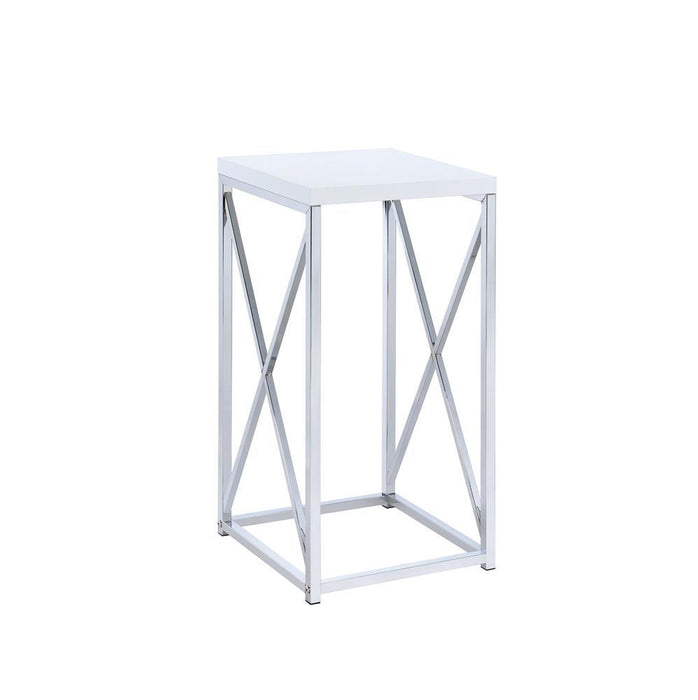 Edmund Accent Table with X-cross Glossy White and Chrome