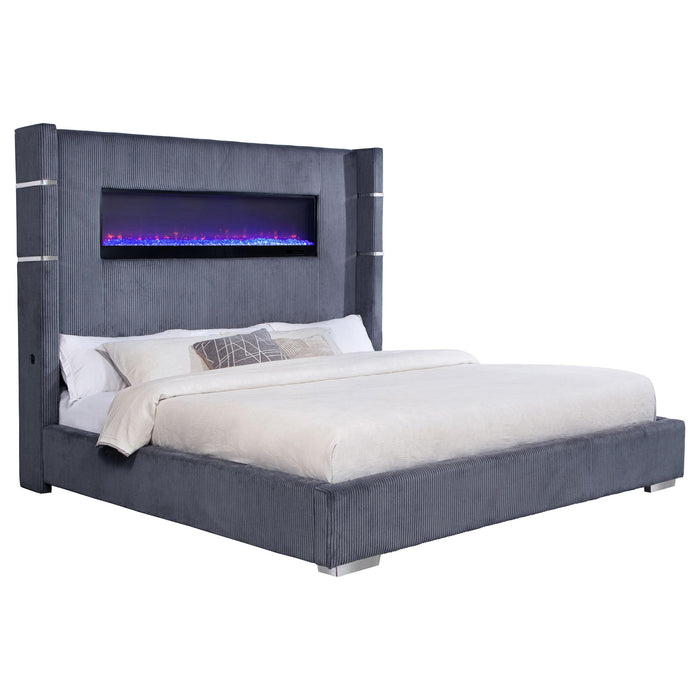 Tisdall Wingback Bed with Flame Visualizer