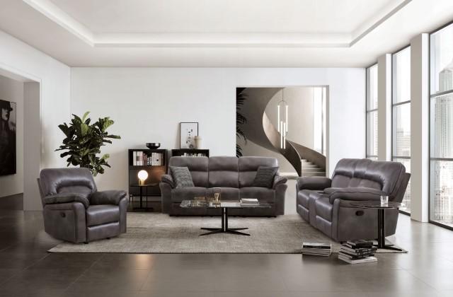 JOSIAS Sofa, Dark Gray Leatherette