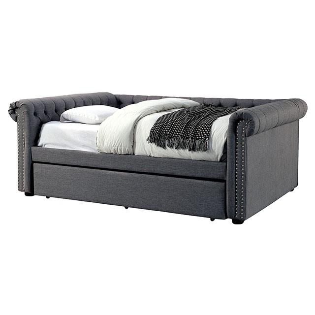 LEANNA Gray Daybed w/ Trundle, Gray