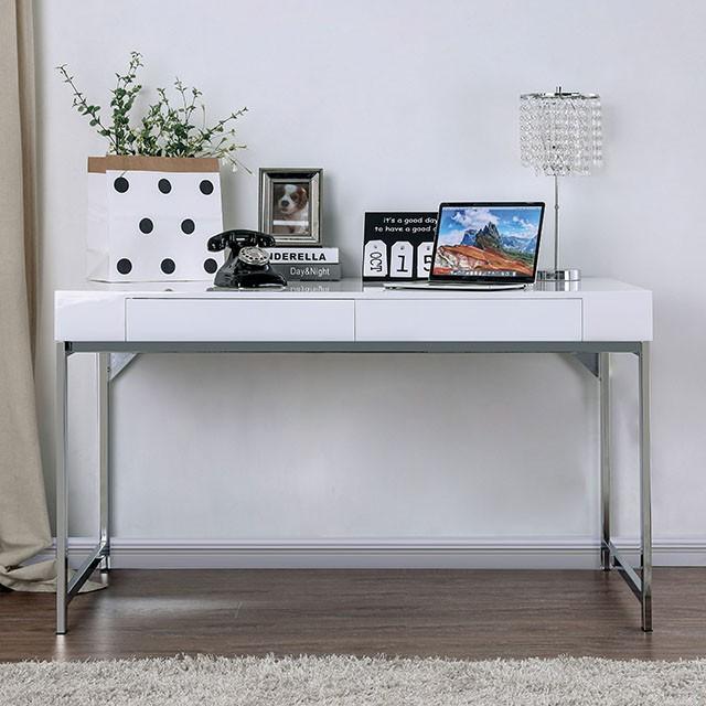 Loke White/Chrome Computer Desk