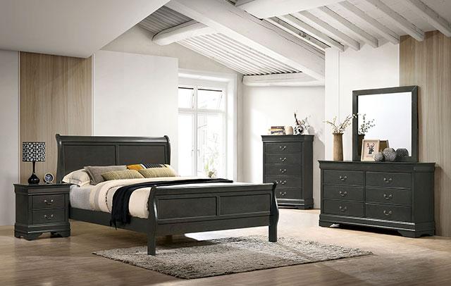 LOUIS PHILIPPE Cal.King Bed, Gray
