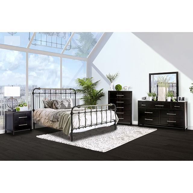 RIANA Antique Black Metal Twin Bed