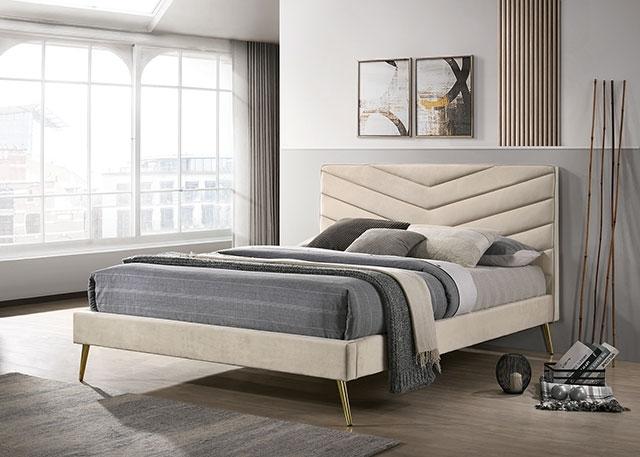 VIVAR Cal.King Bed, Beige