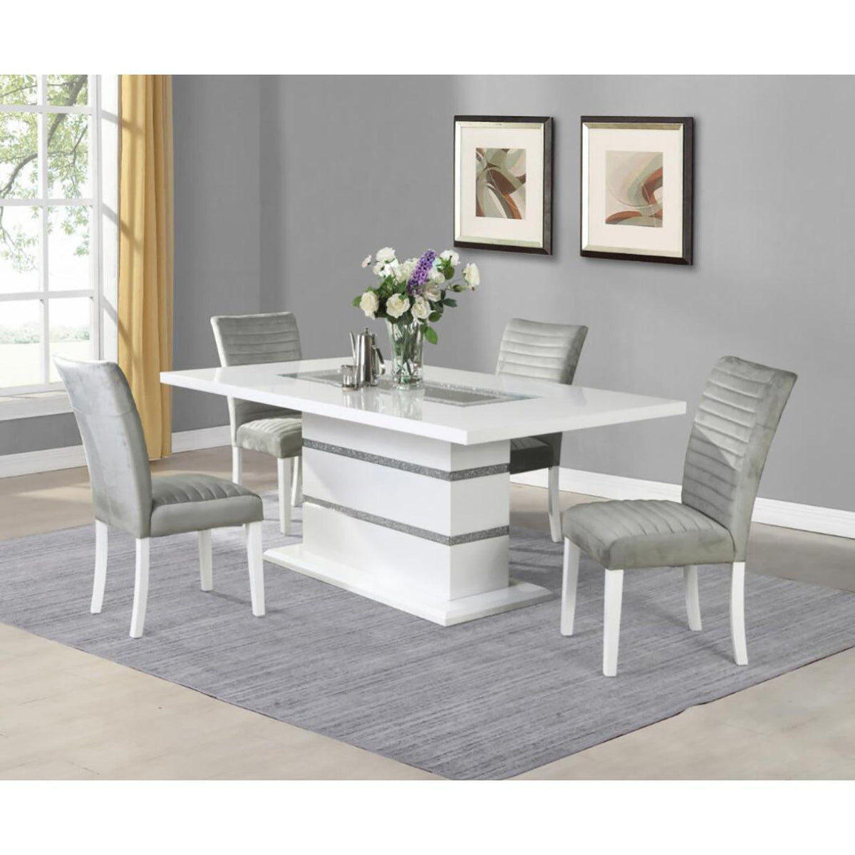 Seeco White Gloss Dining Table And Chairs Seconique Charisma
