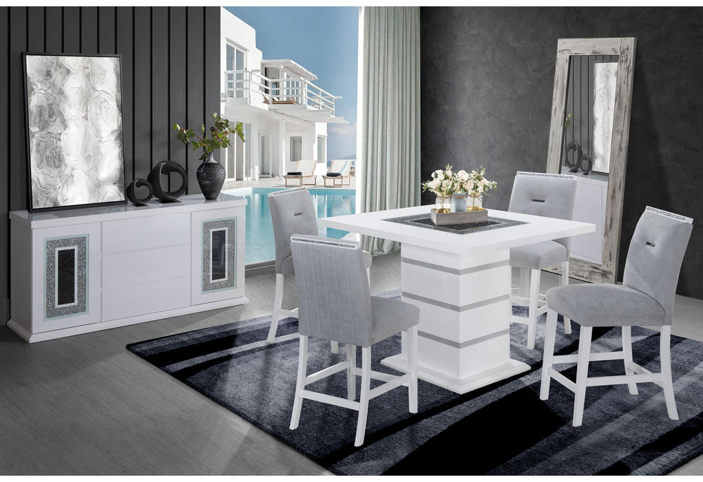 MONACO WHITE BAR TABLE + 6 MONACO BS-N