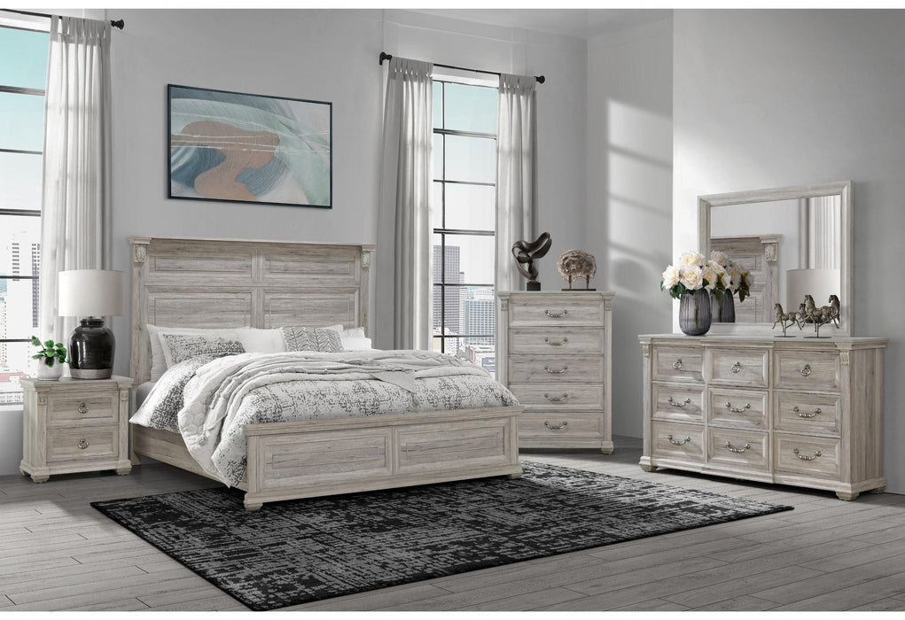 TATUM NATURAL QUEEN BED GROUP WITHOUT STORAGE
