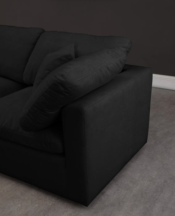 Plush Black Velvet Standard Cloud Modular Sectional