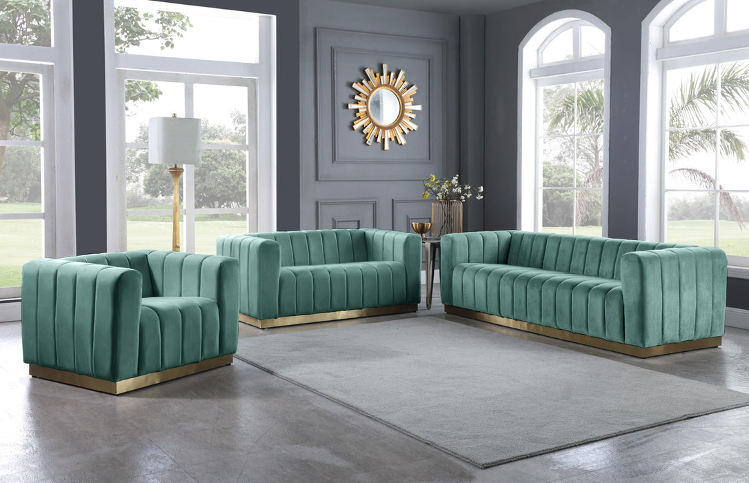 Marlon Mint Velvet Loveseat