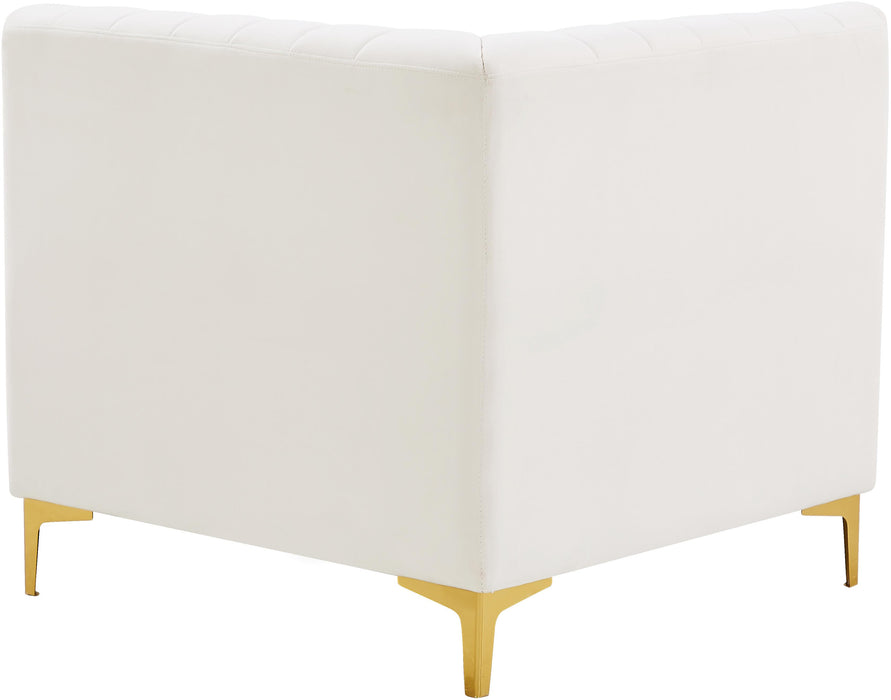 Alina Cream Velvet Corner Chair