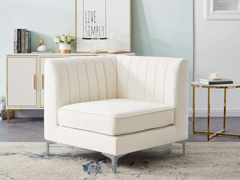 Alina Cream Velvet Corner Chair