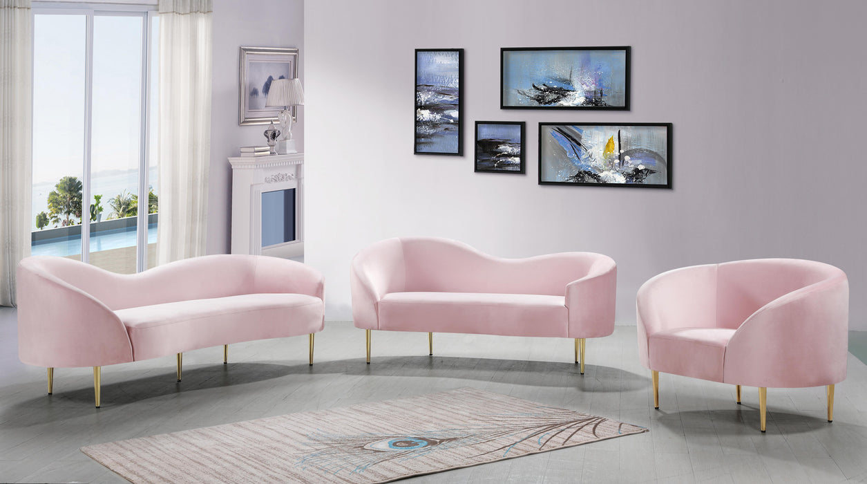 Ritz Pink Velvet Sofa