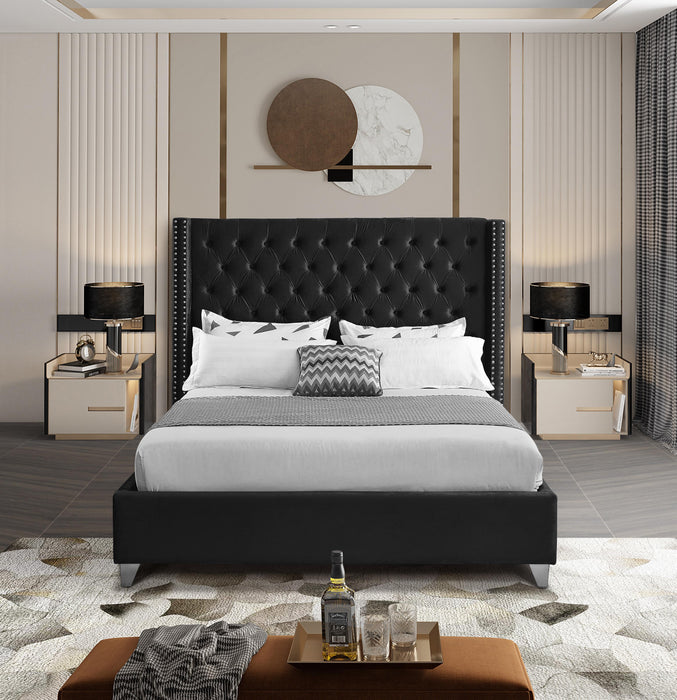 Aiden Black Velvet King Bed