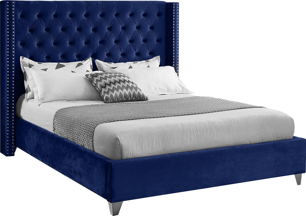 Aiden Navy Velvet King Bed image