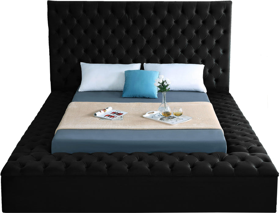 Bliss Black Velvet Full Bed (3 Boxes)