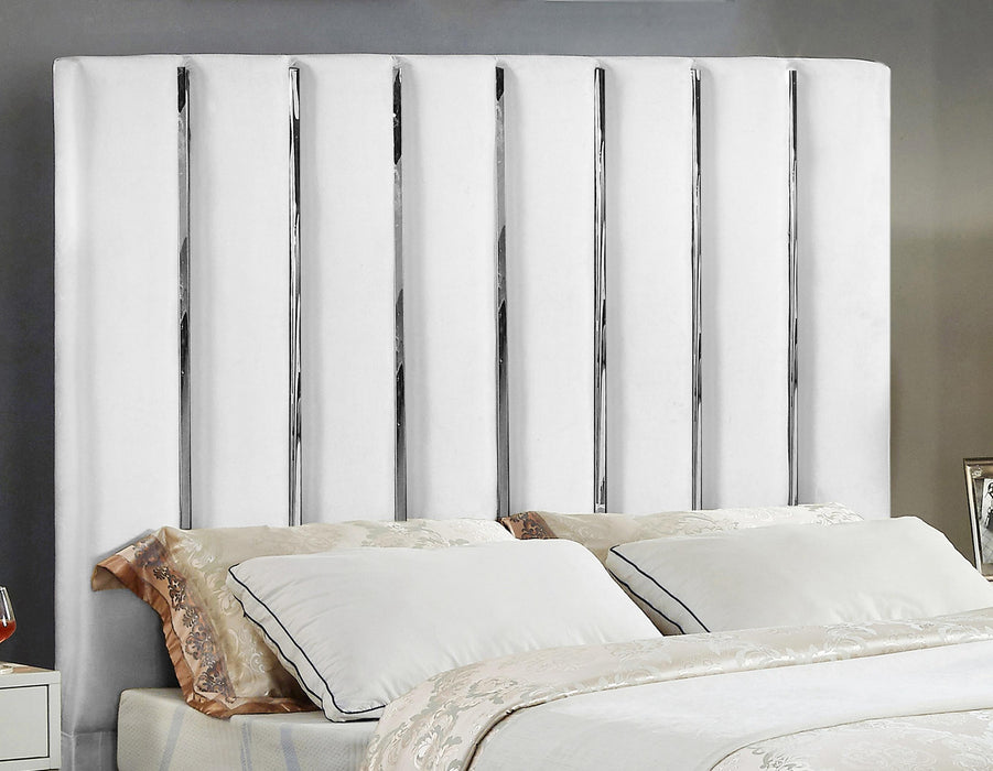 Enzo White Velvet King Bed