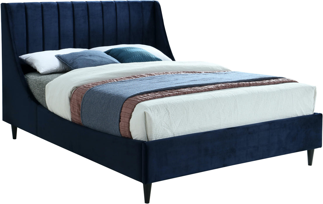 Eva Navy Velvet King Bed image