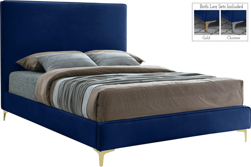 Geri Navy Velvet Queen Bed image