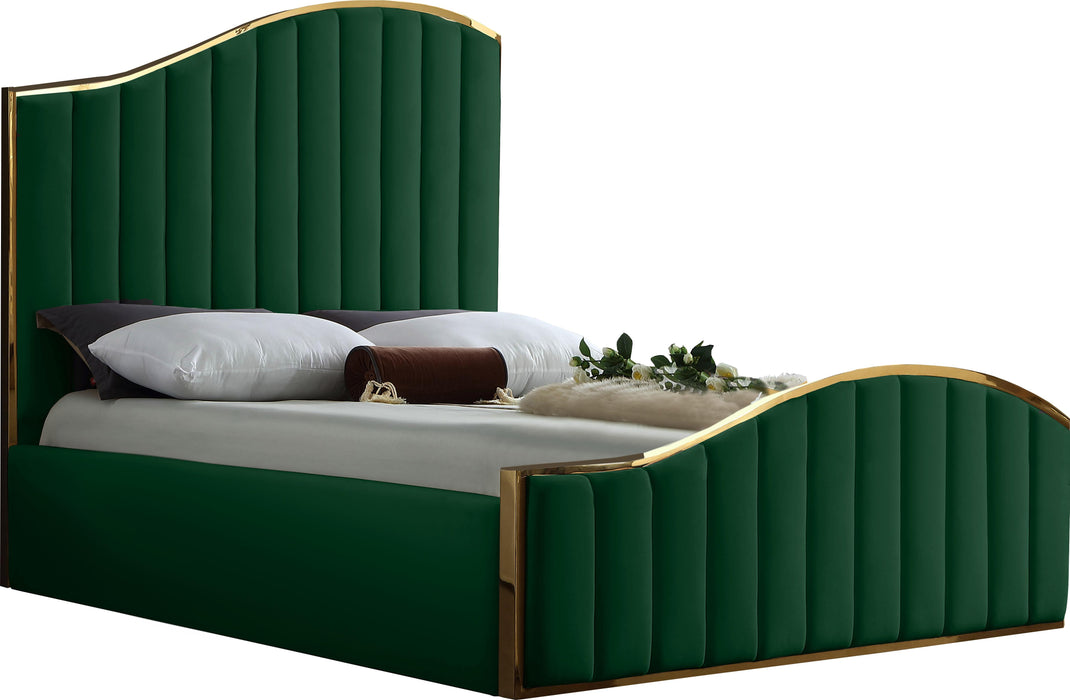 Jolie Green Velvet Queen Bed (3 Boxes)