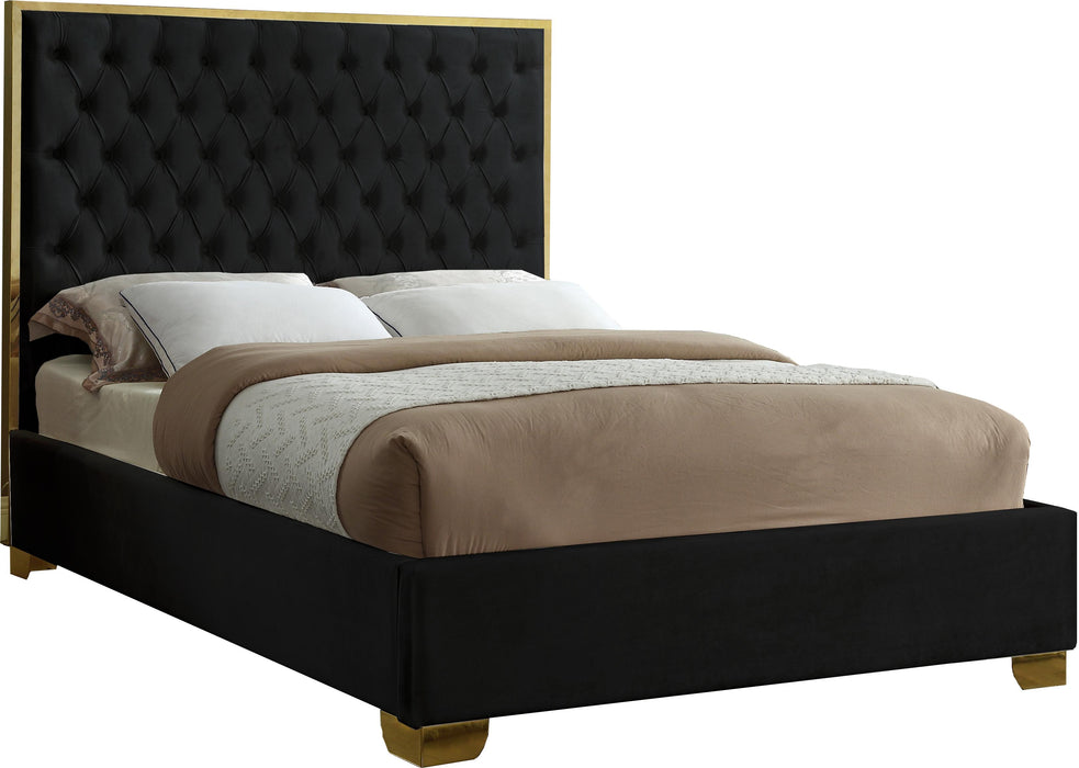 Lana Black Velvet Queen Bed