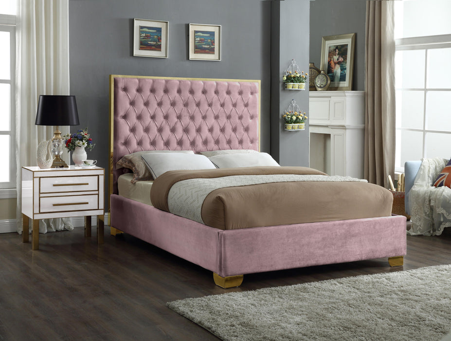 Lana Pink Velvet Queen Bed