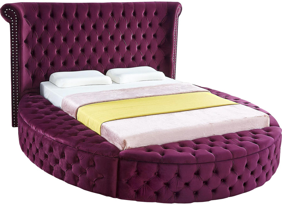 Luxus Purple Velvet Queen Bed