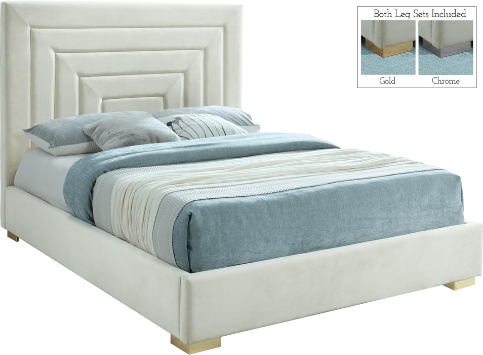 Nora Cream Velvet King Bed image