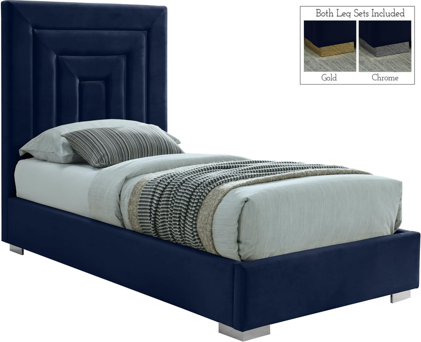 Nora Navy Velvet Twin Bed