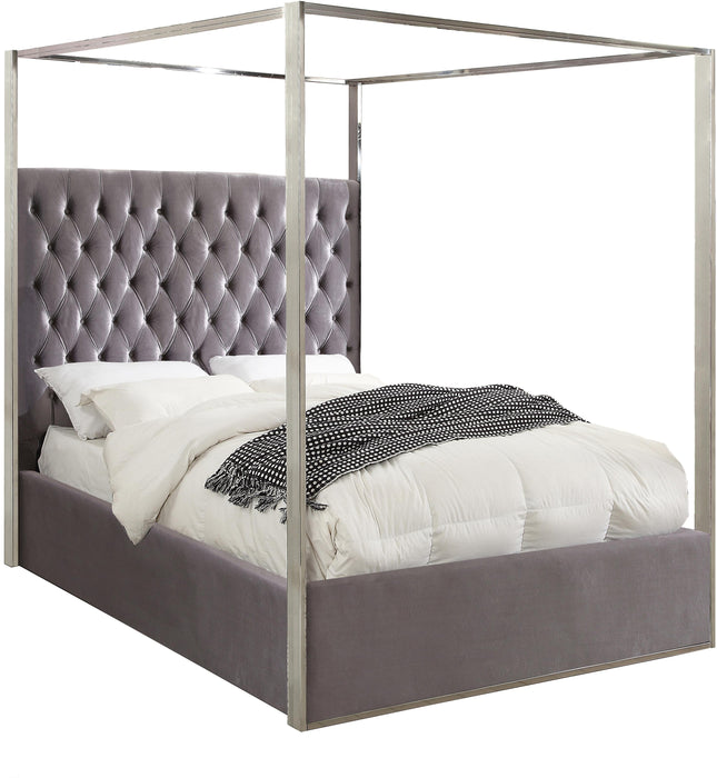Porter Grey Velvet Queen Bed