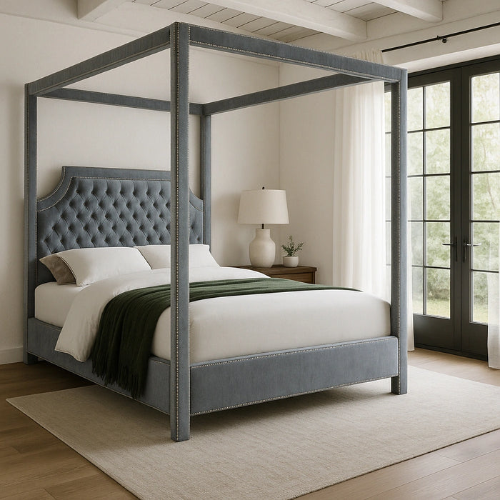 Rowan Grey Velvet King Bed (3 Boxes)