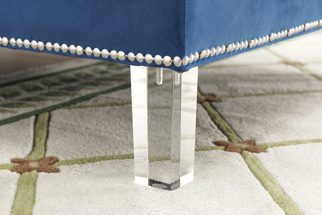Salma Modern Style Blue Sectional with Acrylic legs