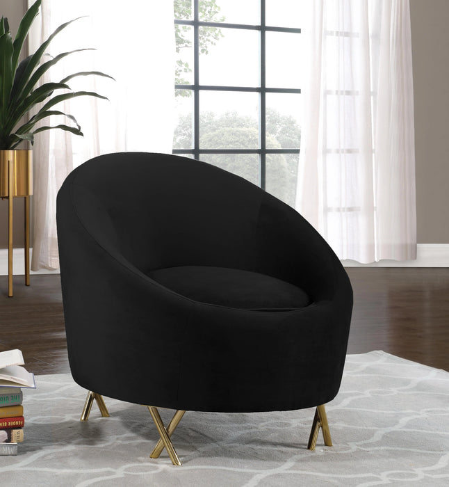 Serpentine Black Velvet Chair