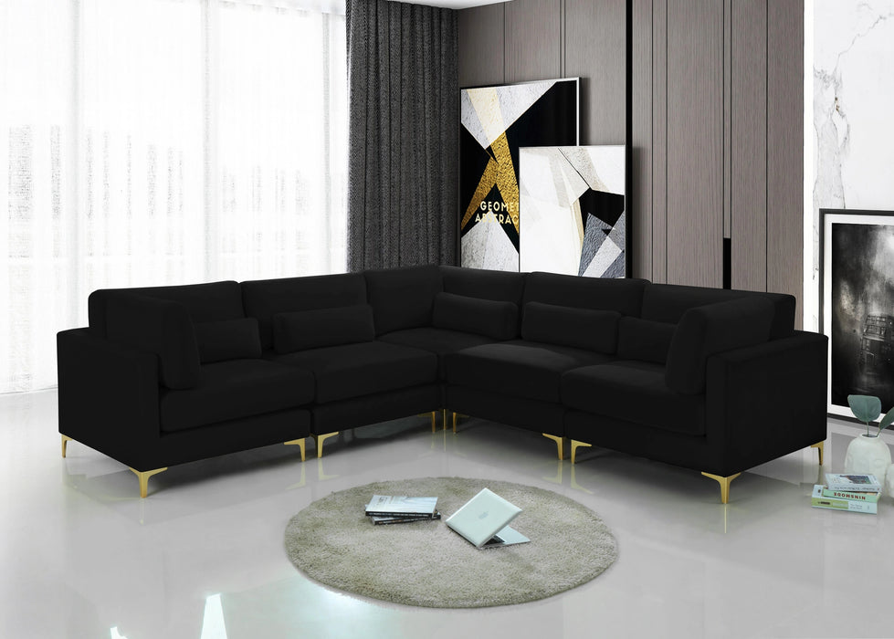 Julia Black Velvet Modular Sectional (5 Boxes)