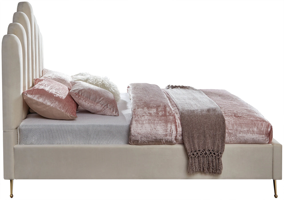 Lily Cream Velvet Full Bed